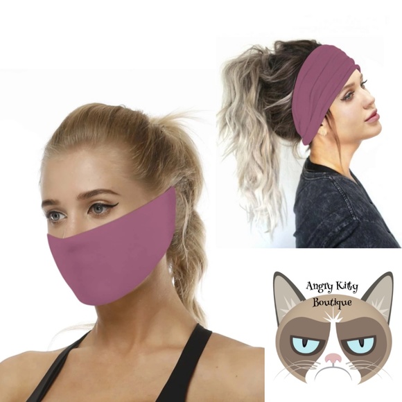 🔵 80% off 🔵 Dusty Rose Headband Face Mask - Picture 5 of 6